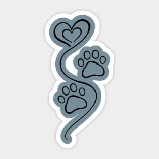 Love Paw Print Line Art Sticker